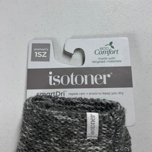 Isotoner Women's 1SZ SmartDri EcoComfort Heather Grey Ivory Gloves NEW - Picture 3 of 7